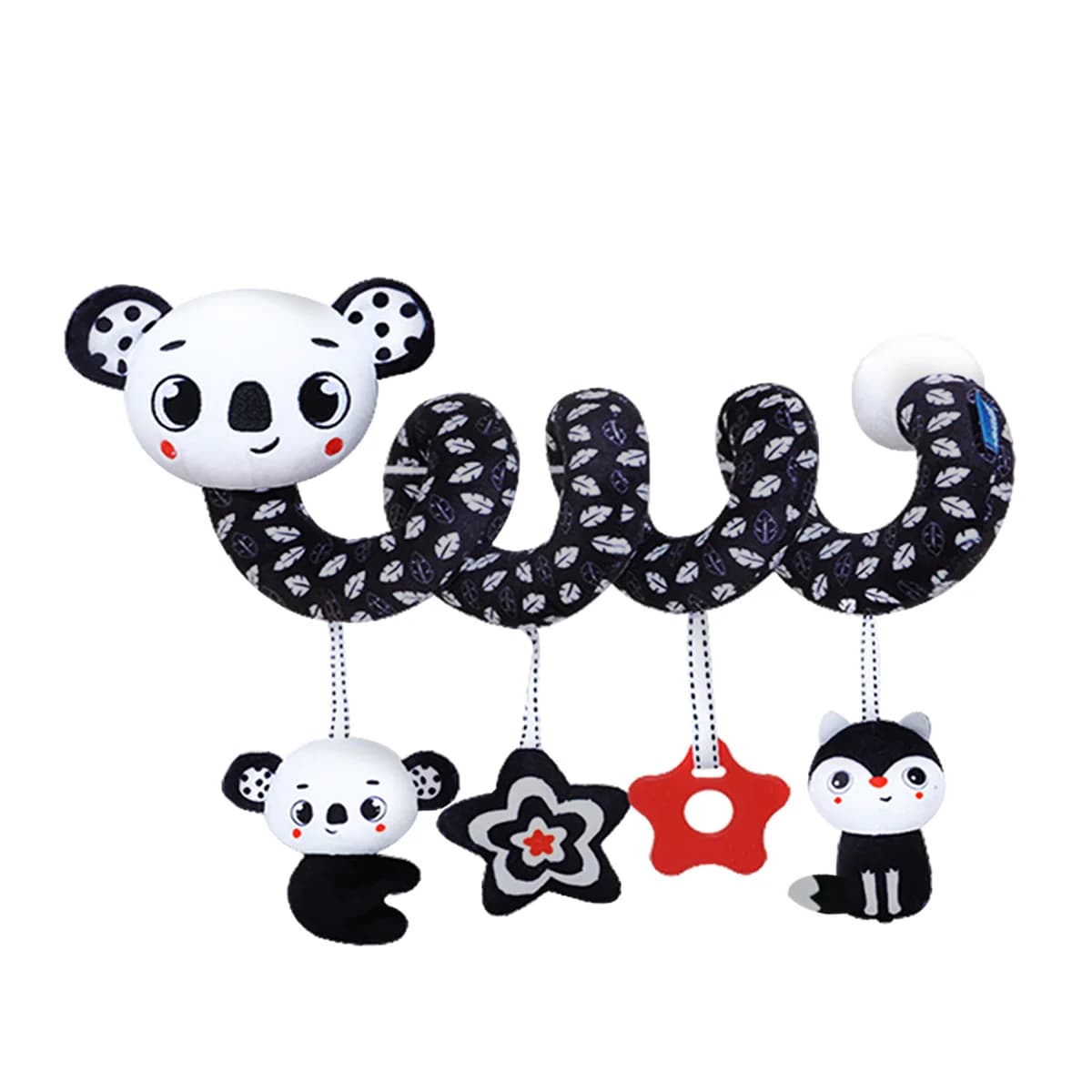 Giocattoli di peluche a spirale, giocattoli per seggiolino auto per passeggino bianco nero, giocattoli con sonaglio sospeso per mobile per culla, miglior regalo per neonato