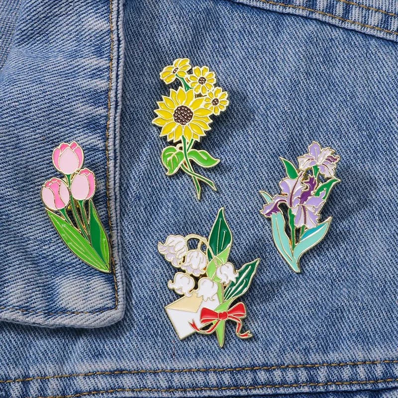 Creativo Cartoon piante fiori metallo smalto distintivo Pin giardino stile verde girasole abbigliamento borsa accessori spilla gioielli