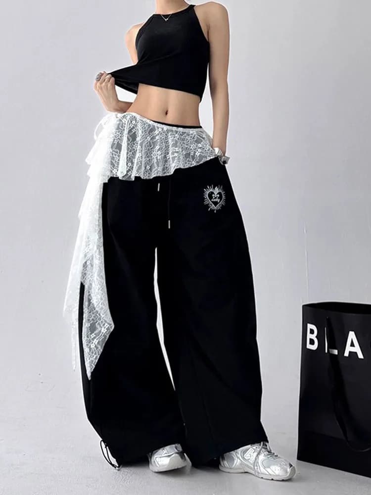 Lace Trim Scarf Women's New 2026 Layered Skirt Curtain Net Waist Belt mid Waist Korean Style Commute A-Line Short Skirt