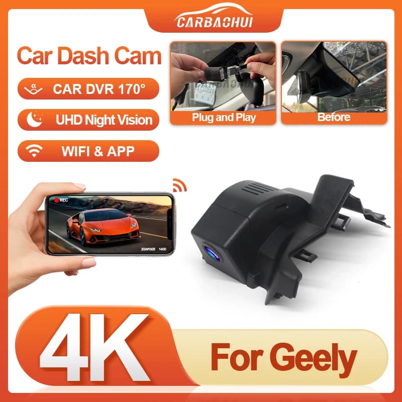 Plug and play HD 4K 2160P Dash Cam Car Video for Geely Tugella Xingyue FY11 2020 2021 2022 2023 2024 Dashcam
