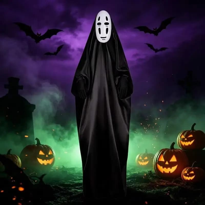 Japanese No Face Man Cosplay Costume Unisex Halloween Anime Carnival Party Adult Clothing Including Ghost Mask Gloves Comic Con