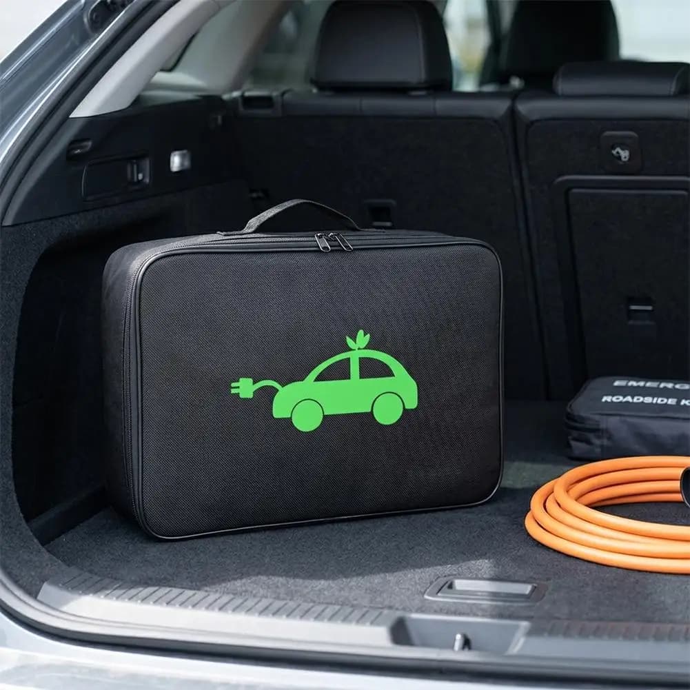 EV Cable Organizer Bag for Electric Car Charger Waterproof Charging Cable Case,Portable EV Charger Box Storage Jumper Cable Bag