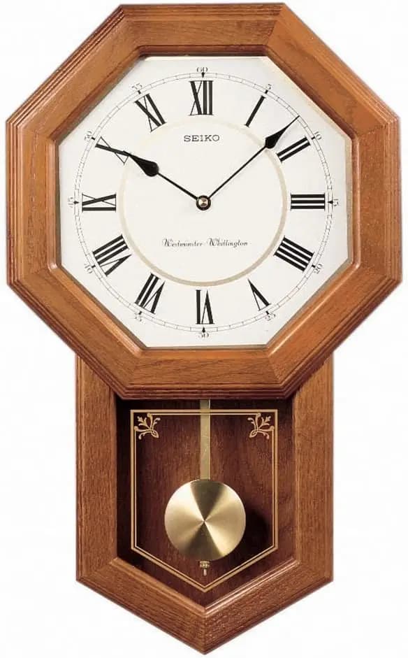 Orologio da Parete Tradizionale Stile Scuola con Suoneria e Pendolo in Finitura Rovere Chiaro
