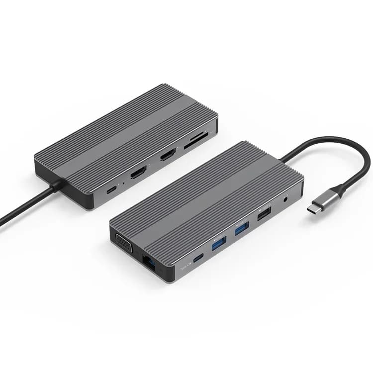 Docking station Type-C, doppio HDMI + VGA, display speciale a tre schermi, docking station 12-in-1 per notebook, convertitore VMM3332