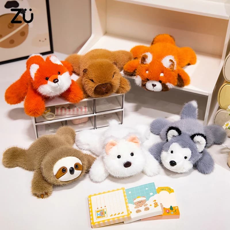 18-40cm Cozy Lying Stuffed Animals Cute Racoon Capybara Sloth Dog Plush Toys Soft Kawaii Soft Doll Sleep Pillow For Girl Boy