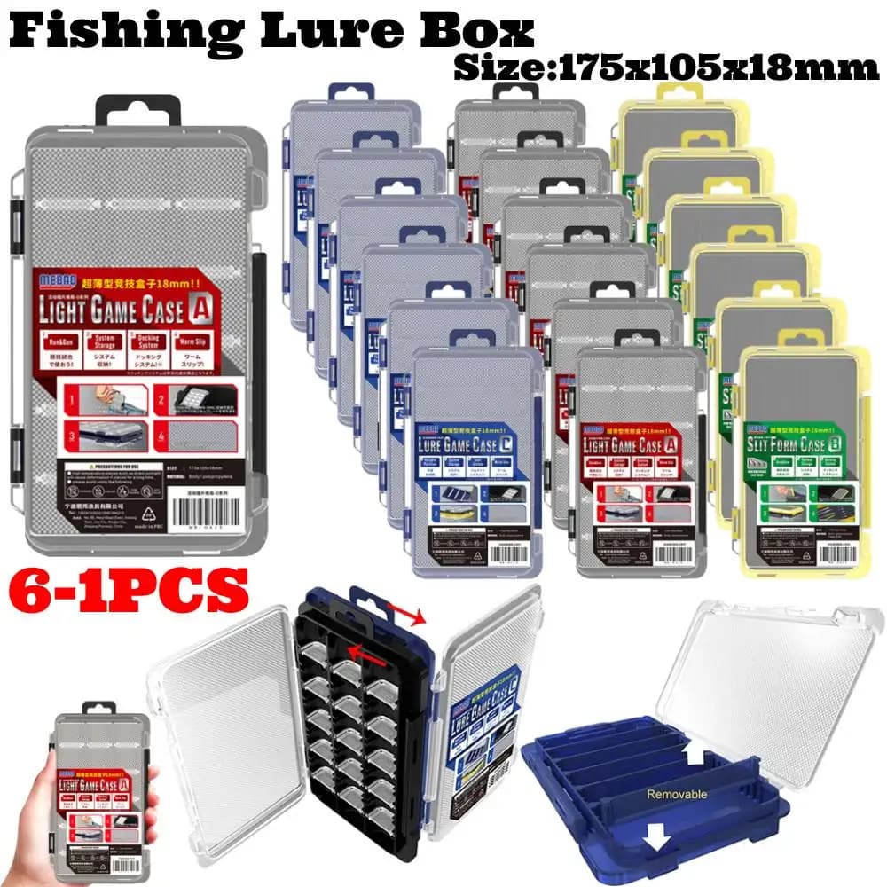 6-1PCS Fishing Lure Box Double Side Fishing Tackle Boxes Bait Container Spinner Lure Fishhooks Storage Houses Fishing Accessories