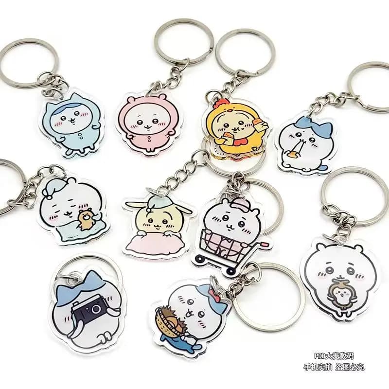 Kawaii Usagi Keychain Chiikawa Acrylic Cartoon Pendant Cute Bag Charm Keyring For Girls Teens Backpack Accessory Gift