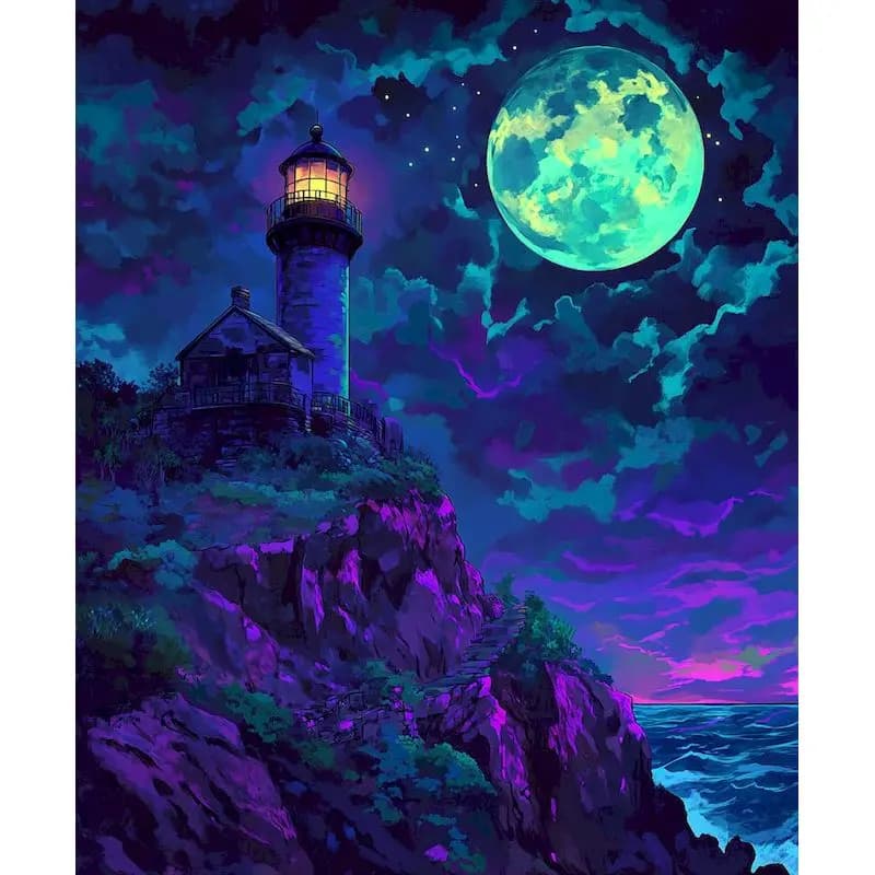 RUOPOTY 5d Landscape Diamond Painting Lighthouse House Kits Full Round/Square Diamond Embroidery Rhinestones Cross Stitch Home D