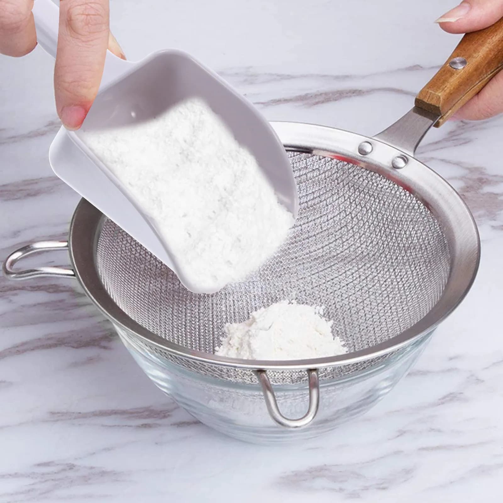 Paletta in Plastica Leggera per Farina, Cubetti di Ghiaccio e Frutta Secca, con Bordo Liscio e Manico Ergonomico, Utensile da Cucina per Casa, Bar e Regali per Feste