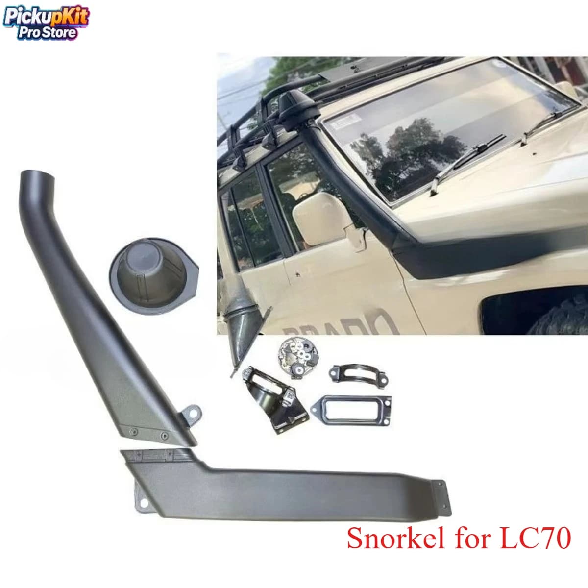 Snorkel laterale anteriore per LC70 – Tubo per trampoliere antipolvere Presa d'aria resistente ai raggi UV per diesel da 4,2 litri