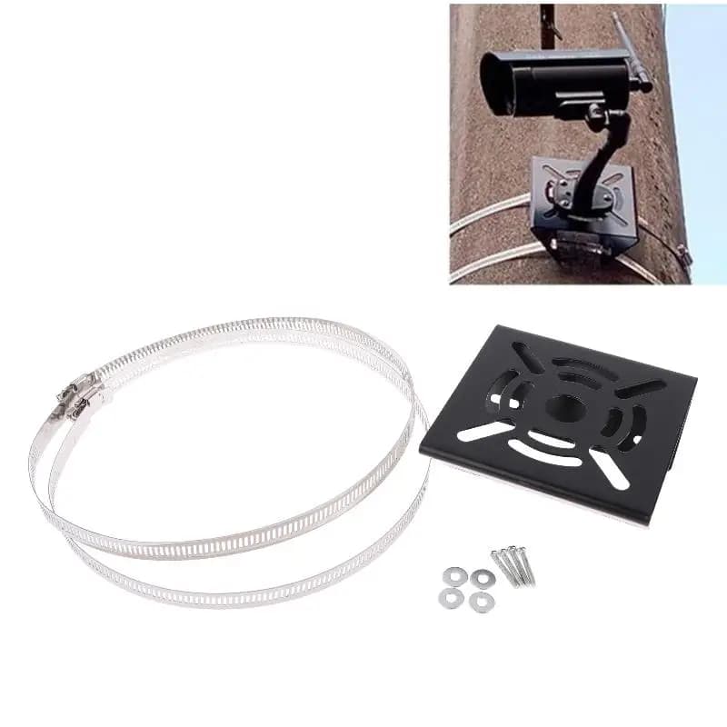 Universal Pole Support Set with Tracking Brace, Back Support for Camera, Iron Ring Plate, Road Light Pole Support