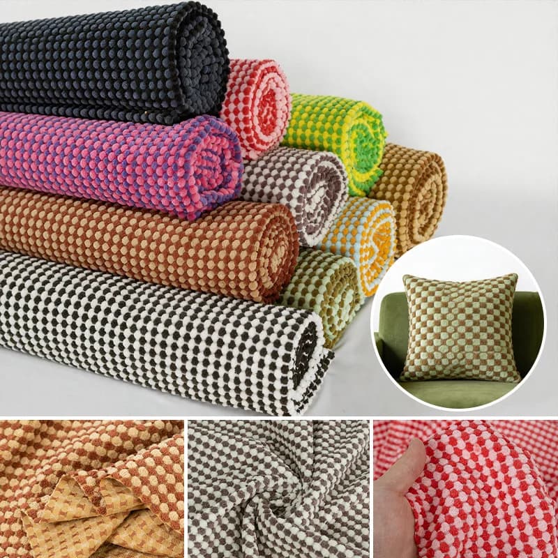 Tessuto in poliestere a quadri bicolore in peluche spesso per cucito fai da te, cappotti, sciarpe, guanti, scarpe, cappelli, borse, abbigliamento, tessuti di design