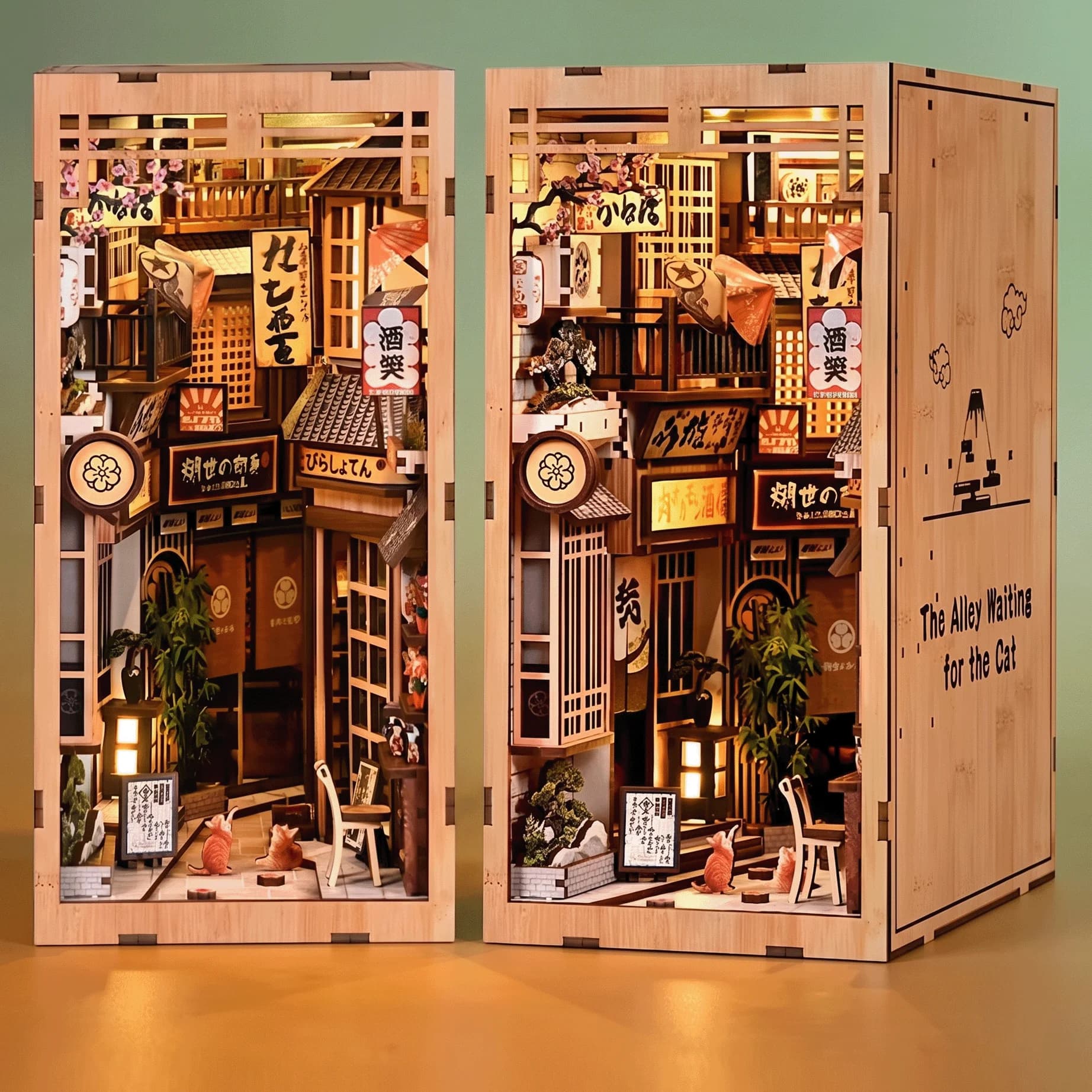LED Wooden Book Nook Kit DIY 3D Puzzle Miniature Dollhouse Model Mini House Assembly Craft Home Decor Gift for Adults