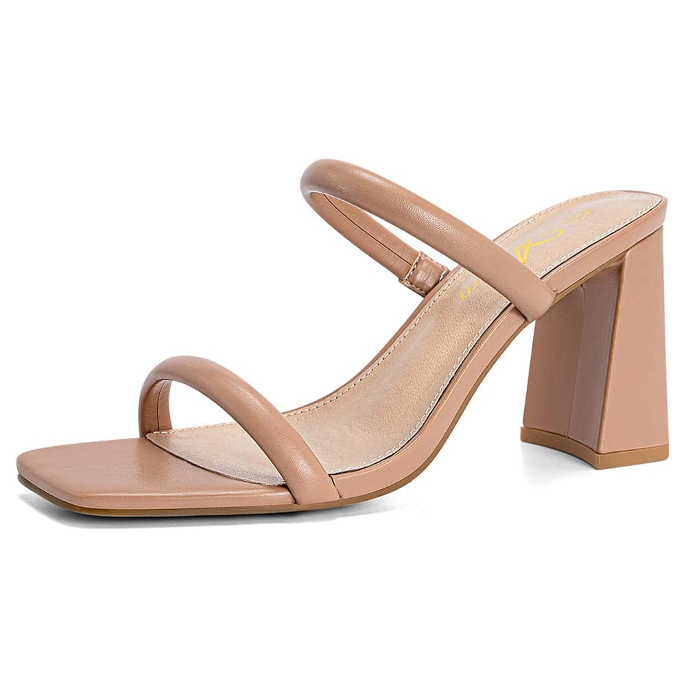 Eleganti sandali con tacco grosso da donna Office Lady Square Open Toe Strap pantofole con tacco moda estate Slip Block Shoes