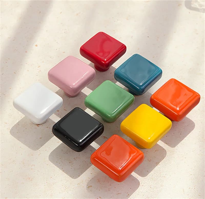 Maniglia per mobili in ceramica color dopamina Maniglie per porte dell'armadio dell'armadio per la sala dei bambini Foratura/Non foratura Manopole per cassetti