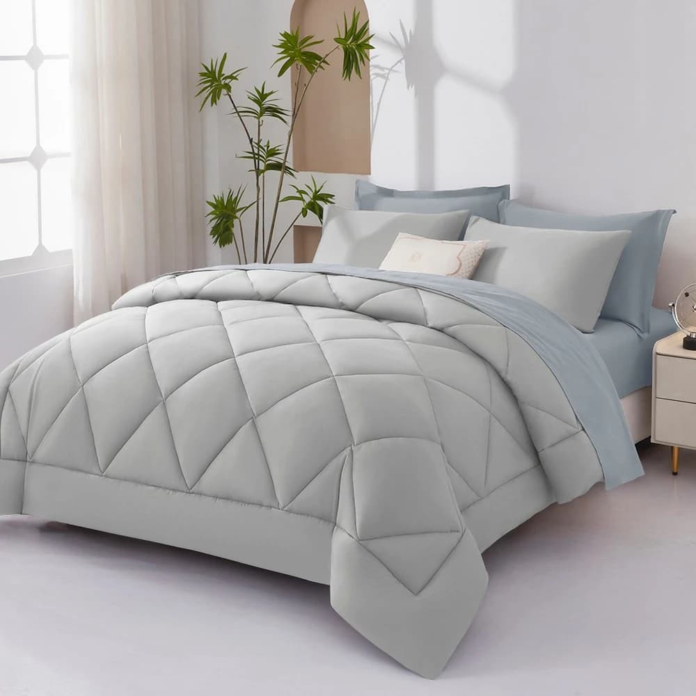 5/7pcs Comforter Sets Queen-Breathable Comforter-Ultra-Soft Fluffy Fiber Filling, Warmth For All Seasons-Bed In A Bag With Comforter, Flat Sheet, Fitted Sheet, Pillowcases, ,As Family Gift Set