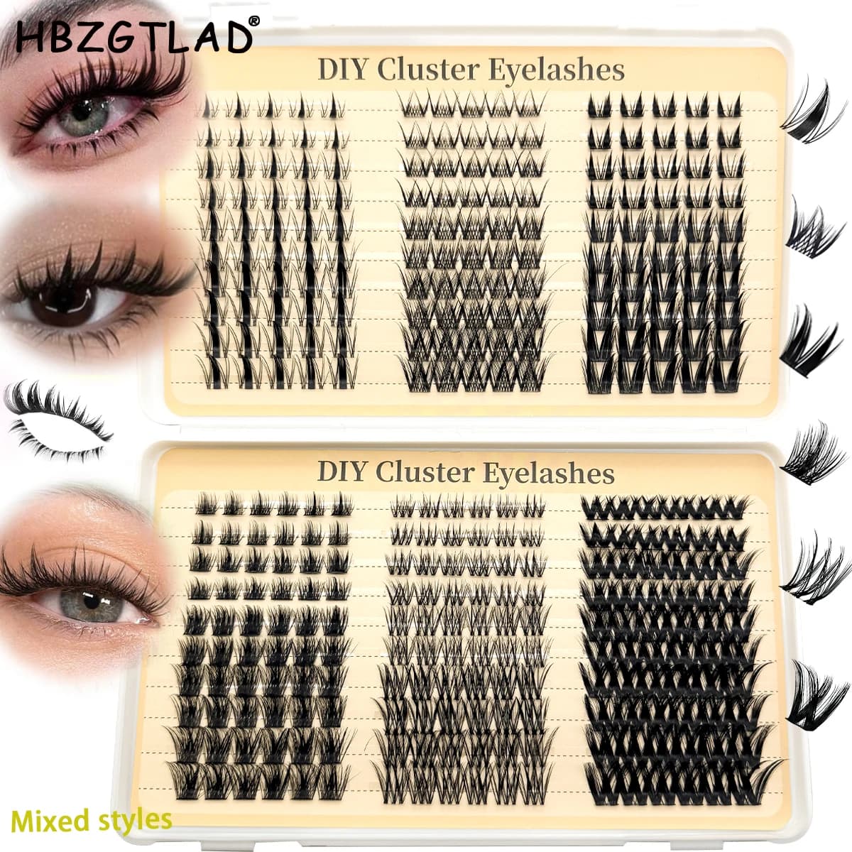 HBZGTLAD 60D-300D Spikes Lash Clusters Manga Lash Clusters bottom Eyelash Clusters Spiky Anime Lashes Individual Lashes Wholesal