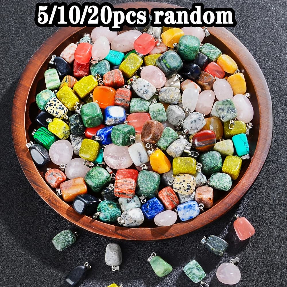 5/10/20 pezzi Ciondolo in cristallo naturale casuale, pendente in pietra preziosa realizzato con gioielli, utilizzato per collane, bracciali, orecchini fai da te
