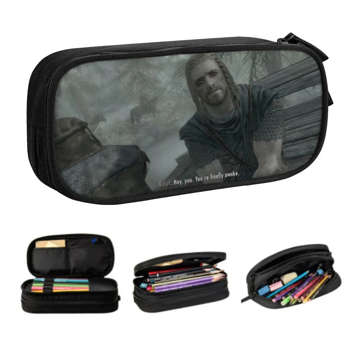Coreano personalizzato Ehi sei finalmente sveglio Skyrim Meme Astucci per matite per ragazzi Gilrs Borsa per penne grande Scatola per accessori scolastici