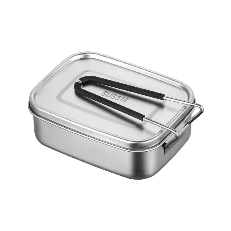 Portavivande in acciaio inox LTT per impiegati d'ufficio, con coperchio.