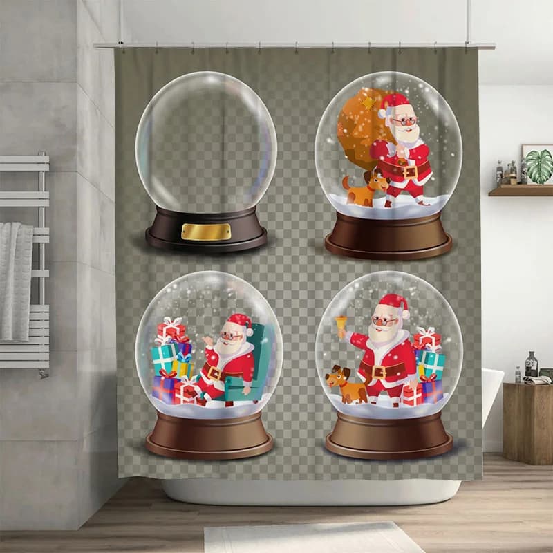 TU Tenda da doccia natalizia Babbo Natale Decorazioni festive per le vacanze Set da bagno Impermeabile Modello natalizio Renna Pupazzo di neve Idea regalo Ho
