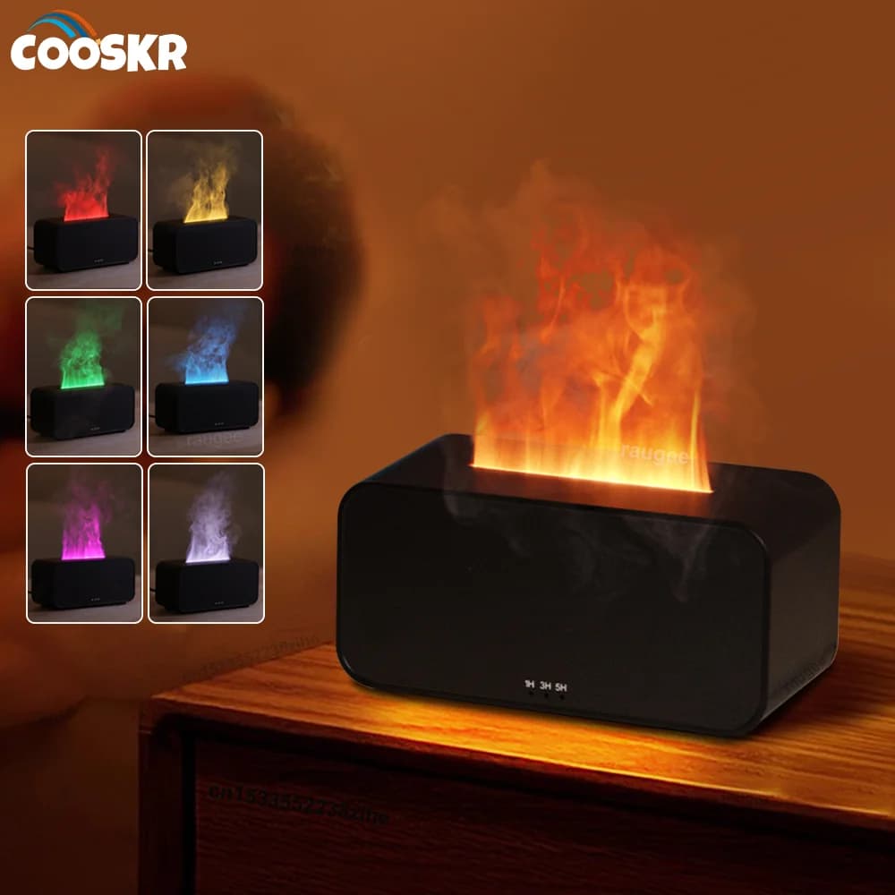 Umidificatore Aroma Diffusore di oli essenziali Mini Fiamma Umidificatore domestico Aromaterapia Diffusore di fragranze con luce notturna per camera