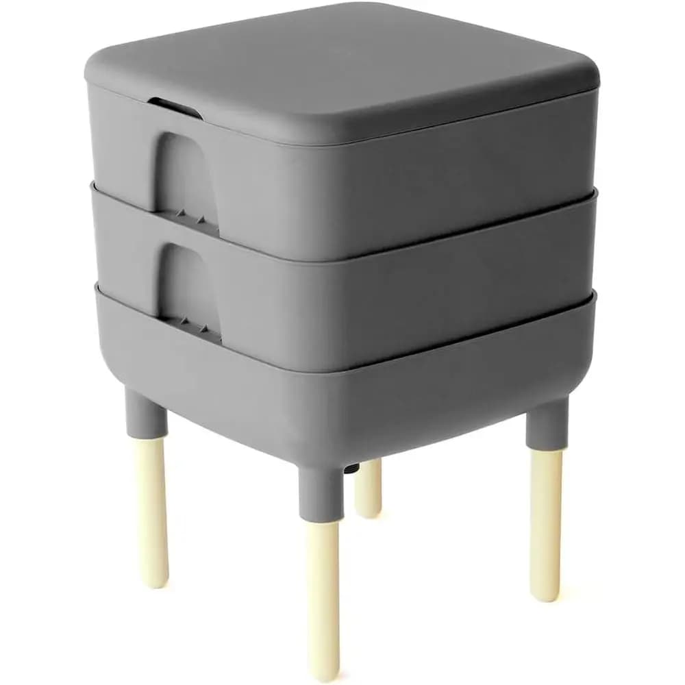 Composter per Vermicompostaggio a Doppio Strato in Grigio