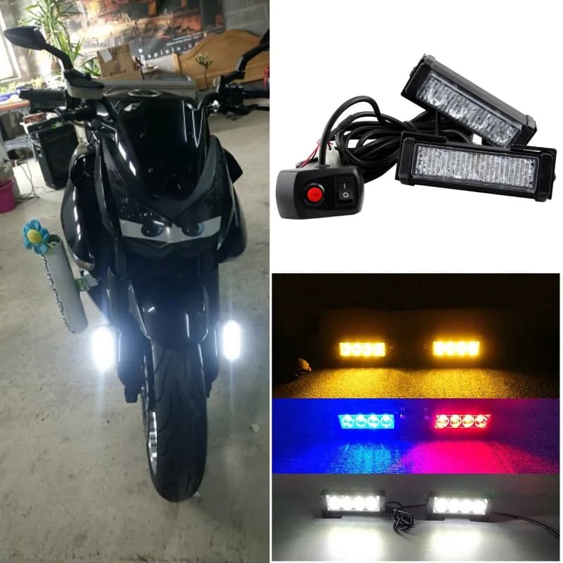Luce di segnalazione per moto 12V 8W, luce stroboscopica a LED, luce fendinebbia, luce di marcia diurna (DRL), luce di segnalazione per moto da corsa e sportive.
