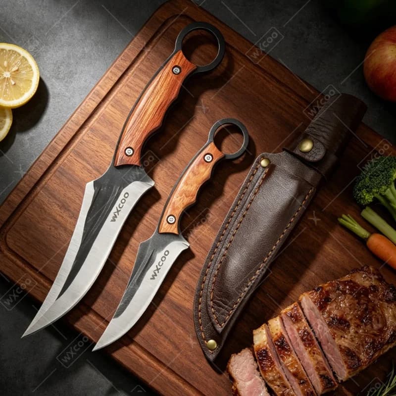 WXCOO Hand-Forged Kitchen Knife with Sheath Multifunctional Meat Cleaver Knife Boning Stainless Steel BBQ Fruit Slicing