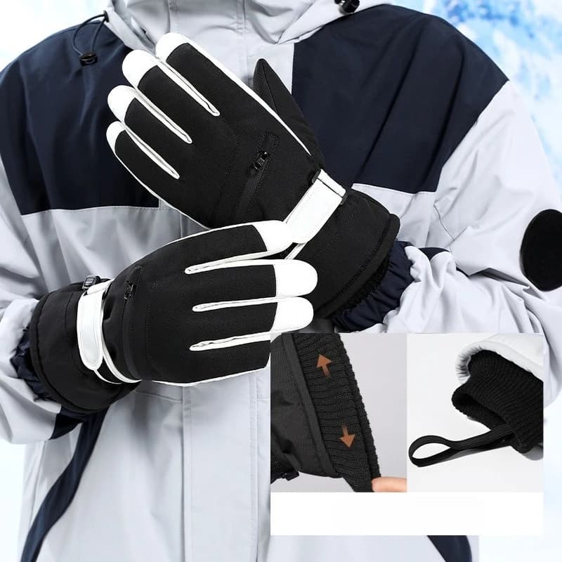 Cycling ski gloves with winter velvet and thick insulation, cold-resistant cotton waterproof gloves for men and women