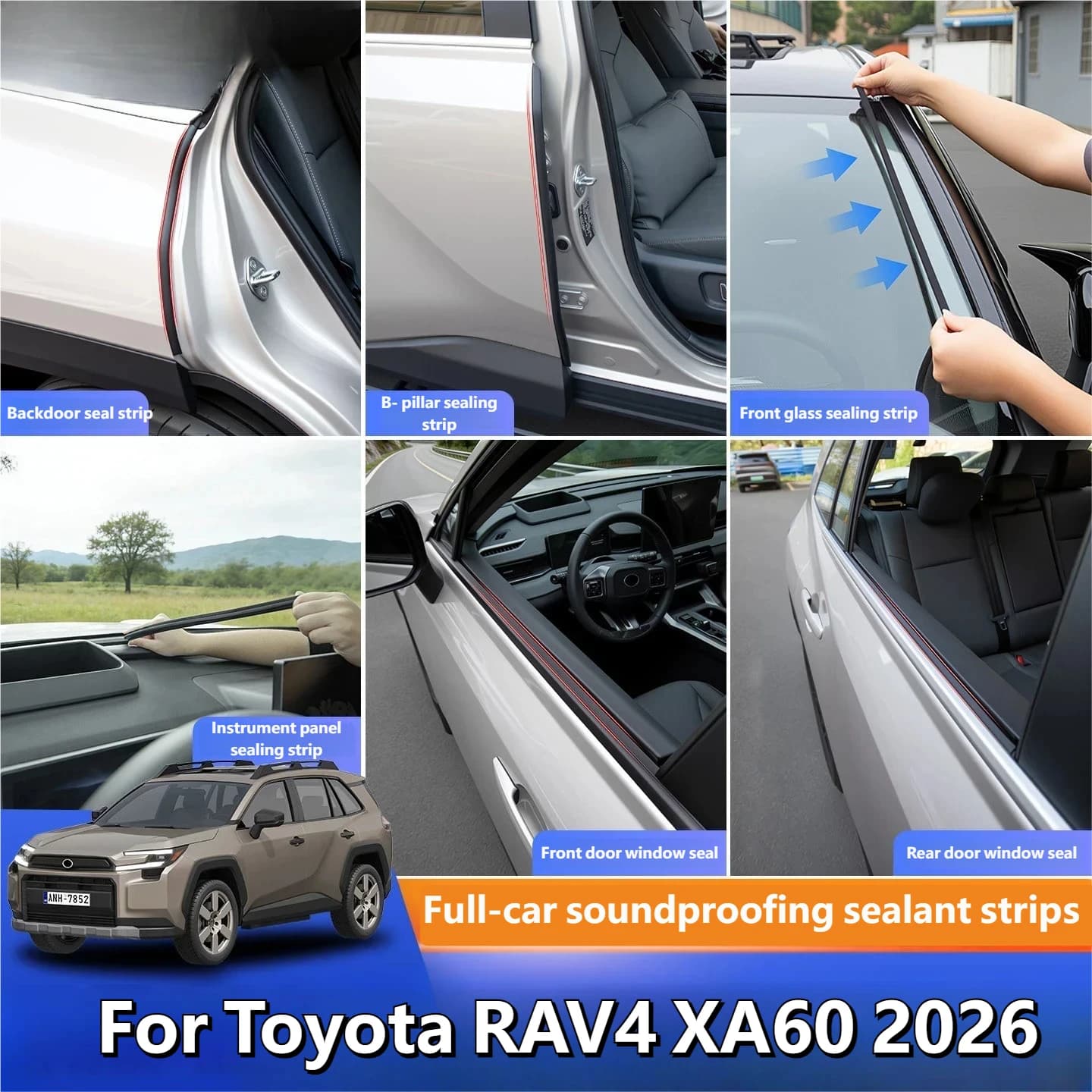 Guarnizione per montante B per Toyota RAV4 XA60 2026, striscia isolante acustica per portiera, guarnizione antipolvere, striscia sigillante per tutto il veicolo