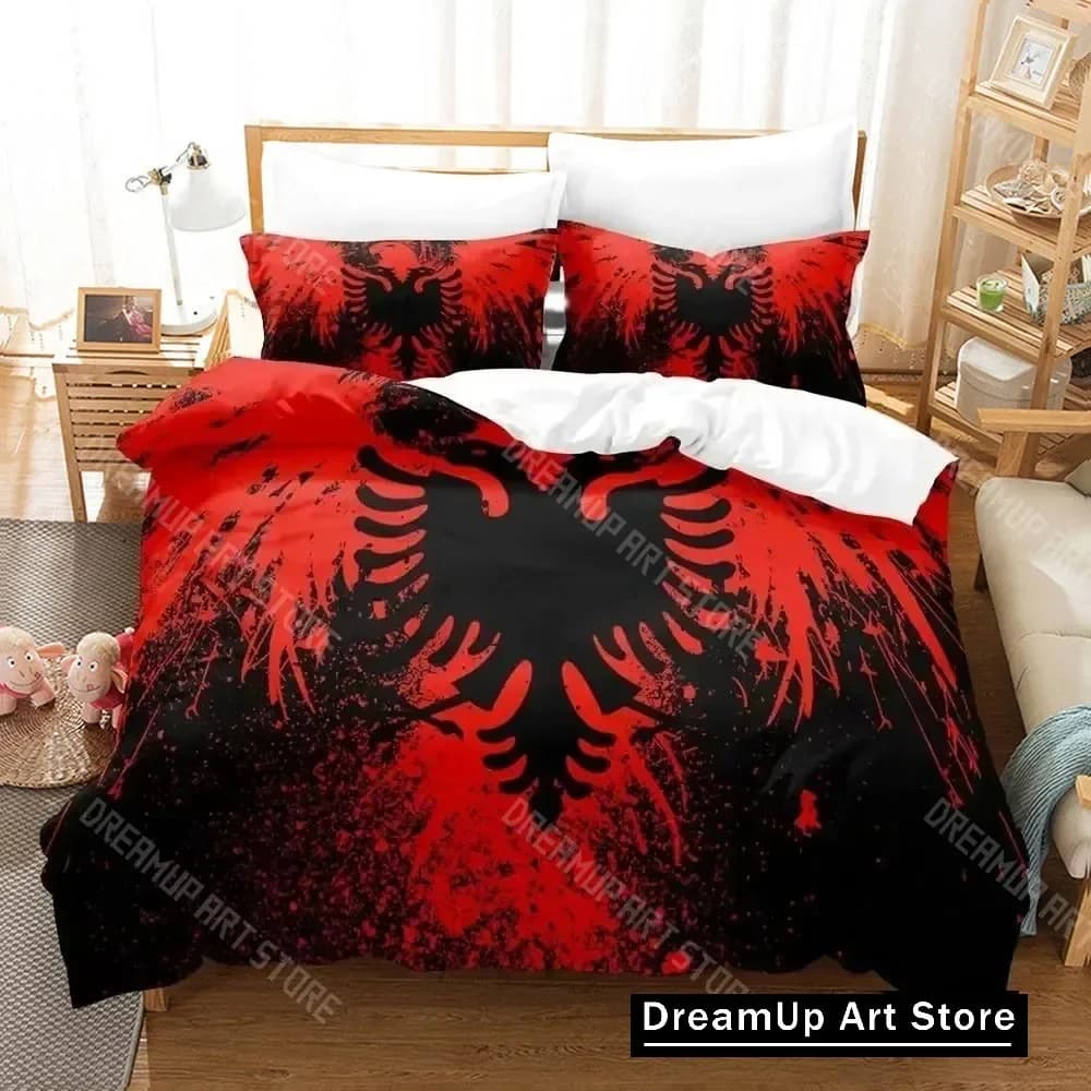 3D Print Republika Shqiptare Bedding Set Duvet Cover Bed Set Quilt Cover Pillowcase Comforter king Queen Size Boys Adult Bedding