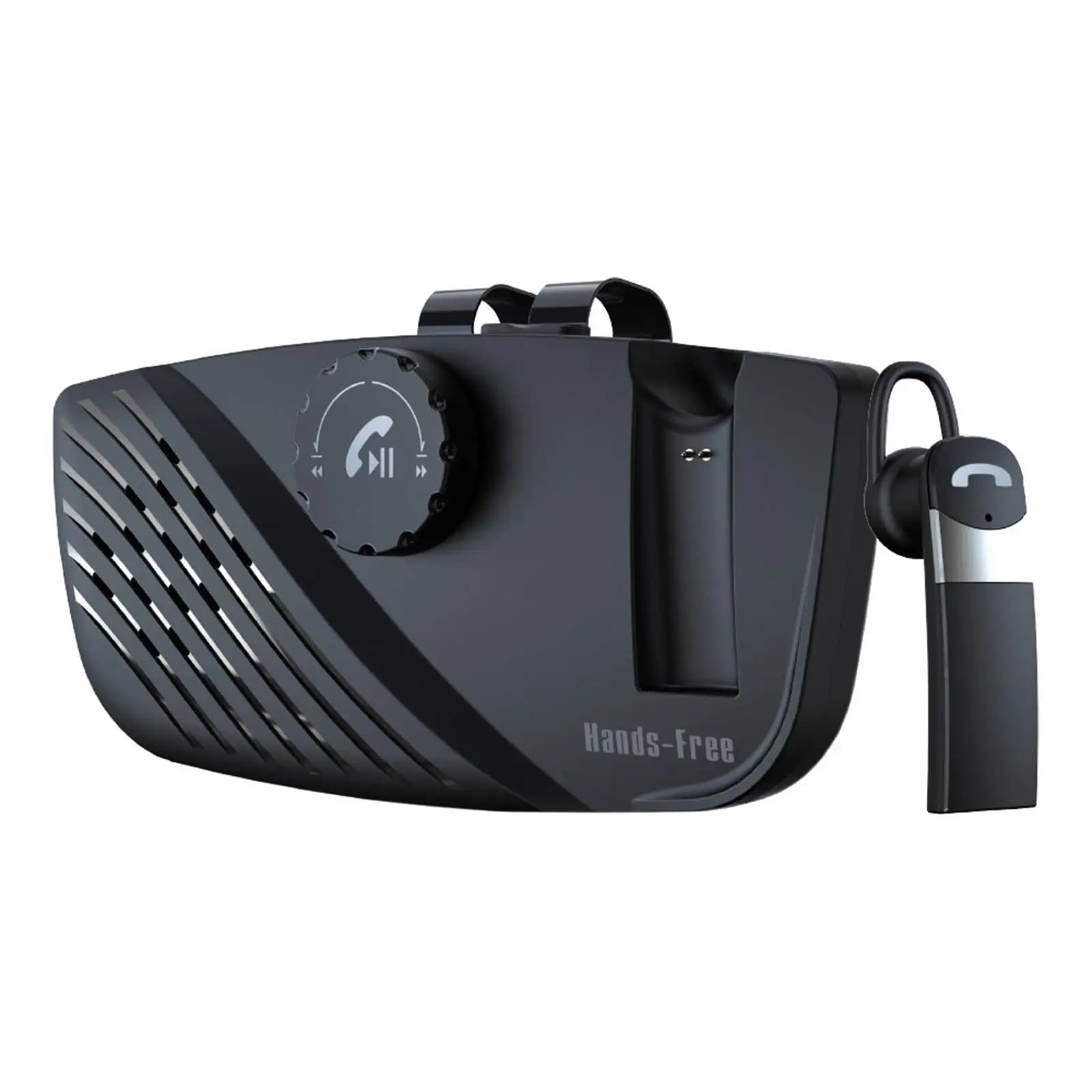 Altoparlante per auto con manopola volume, attivazione automatica, portatile, con clip posteriore, kit vivavoce per chiamate