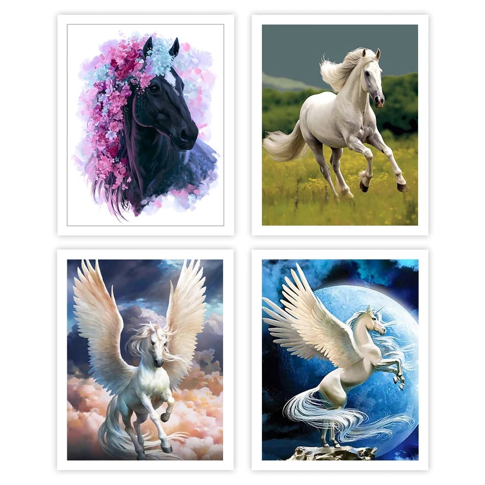 1pc frameless Painting By Numbers For Drawing horse Acrylic Paints Watercolor Oil Art Art Supplies Diy Crafts On Canvas Home Dec