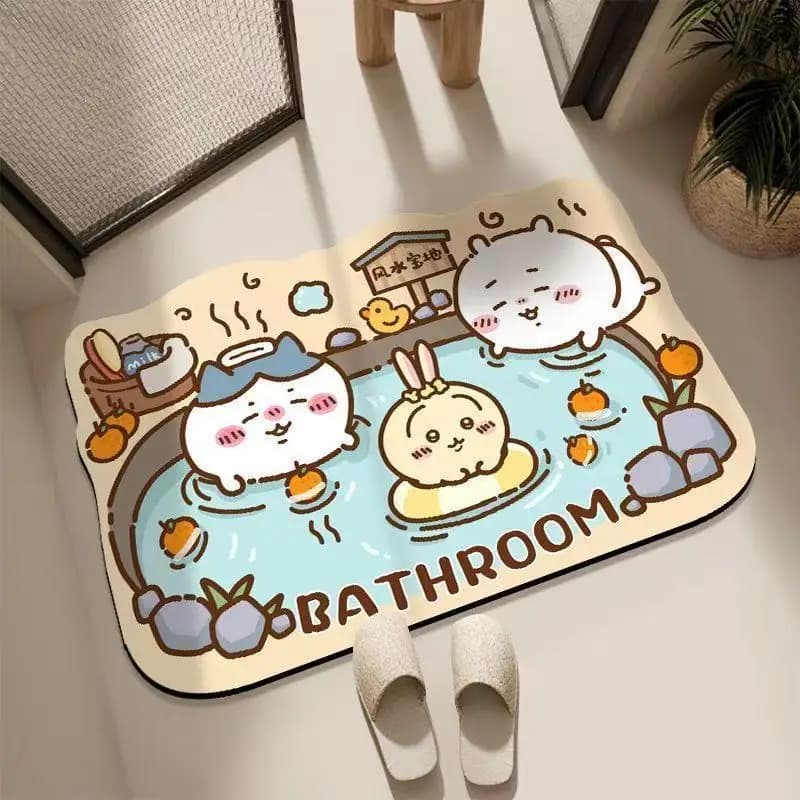 Tappetino Chiikawa ad Asciugatura Rapida, Antiscivolo per Bagno e Cucina, Design Semplice, Regalo di Compleanno, Cartone Animato alla Moda e Carino