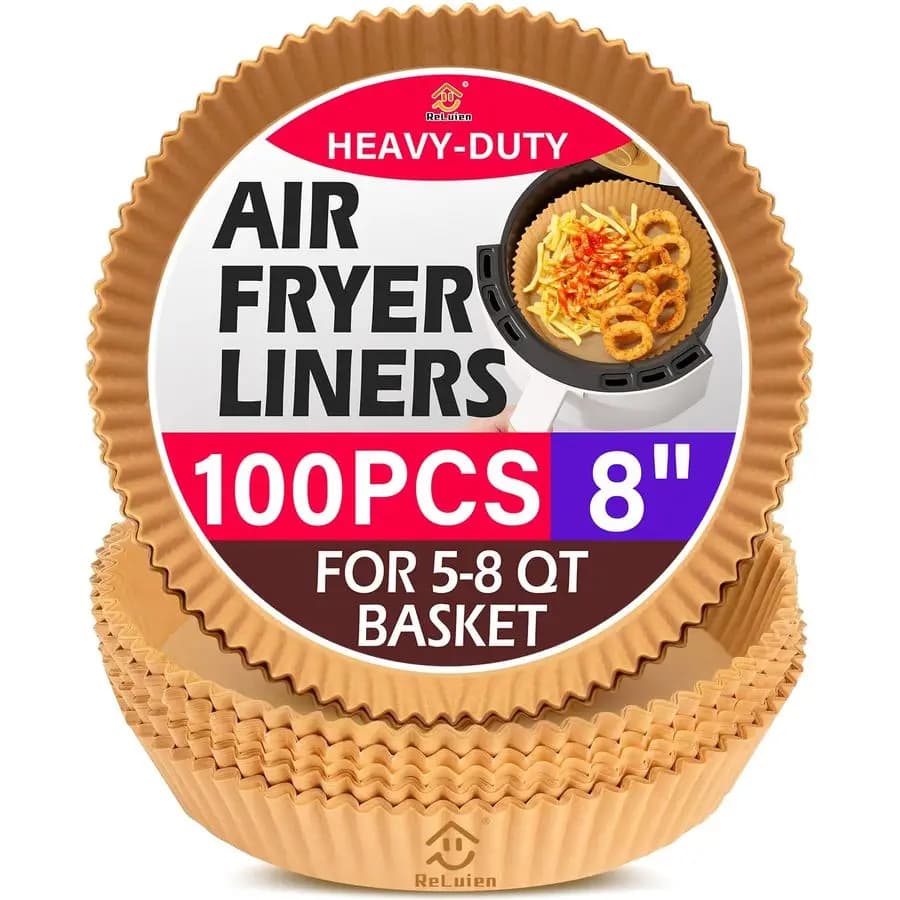 Air frying paper sheets, 100 pieces, non-stick and oil resistant, in perforated paper, disposable, round, 8 inches