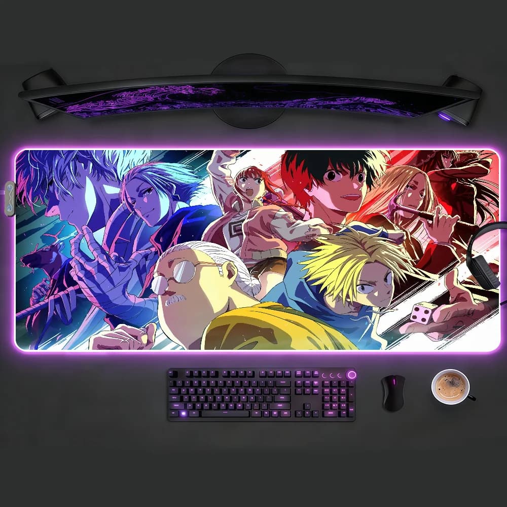 S-SAKAMOTO D-DAYS Tappetino per mouse RGB LED Luce colorata Tastiera da gioco Copertura antiscivolo Superficie impermeabile