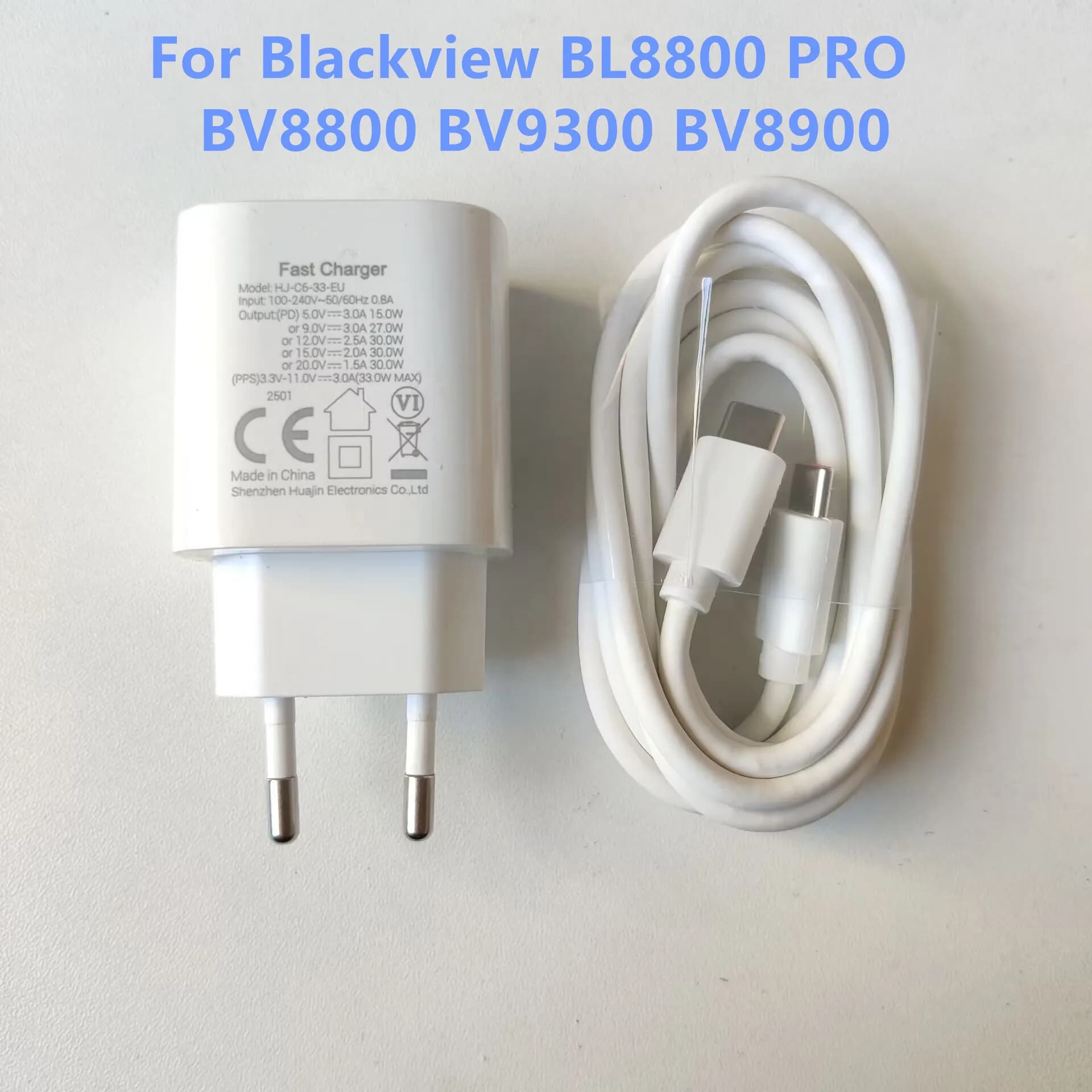 Per Blackview BL8800 BV8800 BV9300 BV8900 Telefono 33W Adattatore Caricatore Spina UE Spina di Alimentazione Da Viaggio + Cavo di Tipo C Linea Dati