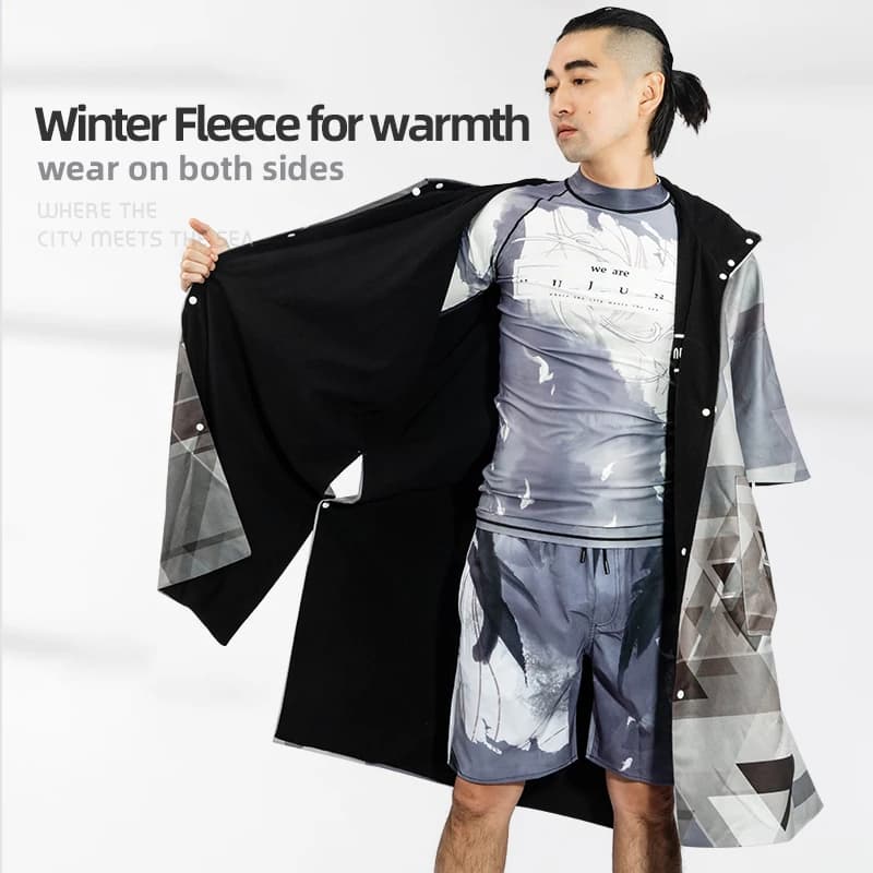 Nu-June Outdooor Swimwear with Adult Microfiber Hoodies Swimwear Poncho Fleece/Drying Fast Surf Beach Swimwear Bathroom Poncho