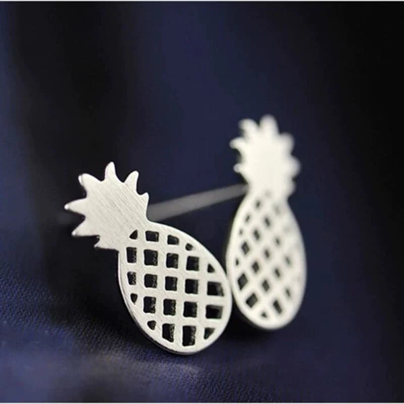 Uini Tail, nuovo prodotto molto venduto, orecchini in argento sterling 925 alla moda, dolci e carini, a forma di ananas, con finitura spazzolata, ED216