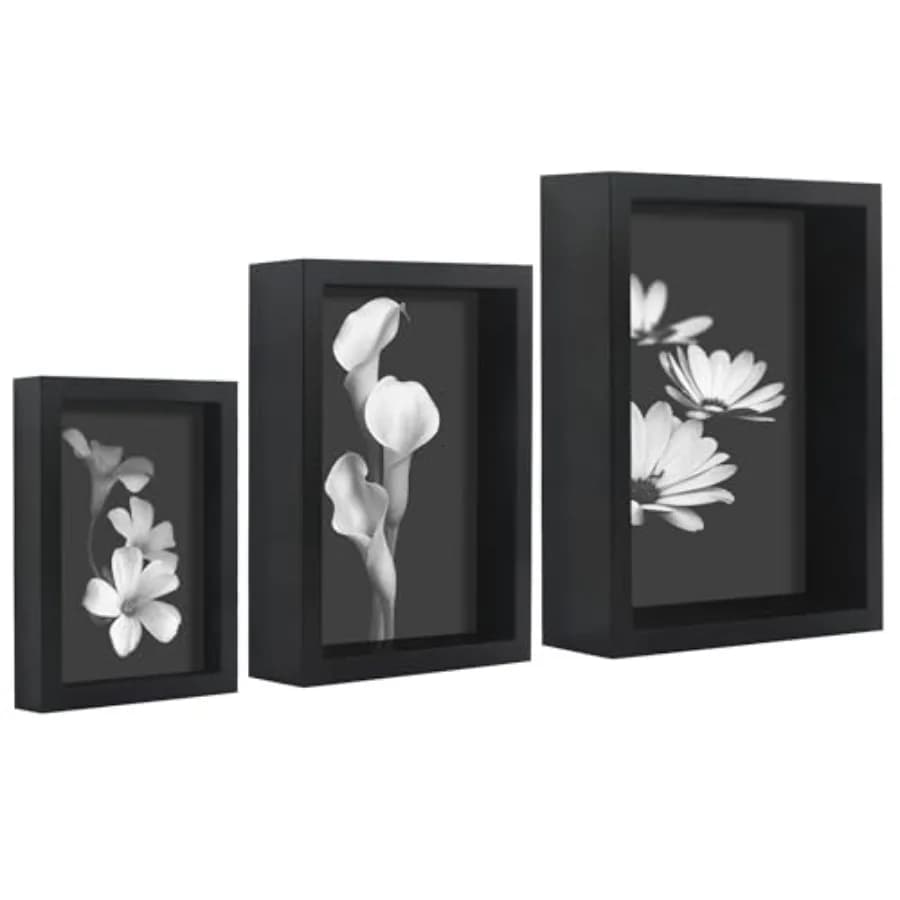 Set of 3 Picture Frames - Includes 4x6, 5x7, Frames - Picture Frames with Deep Molding and Shatter-Resistant Glass for Tabletop