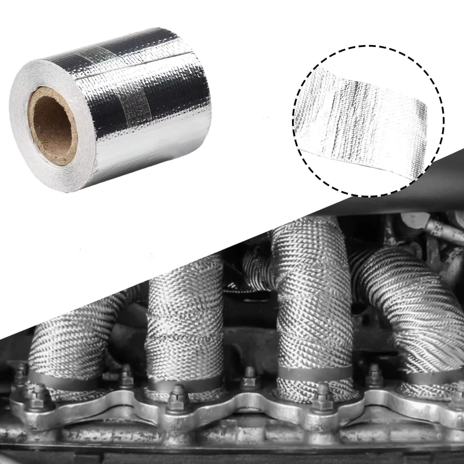 Nastro isolante per tubi di scarico 5m*5cm, nastro termico per collettori e tubi di scarico, fascia adesiva per alte temperature argento e oro
