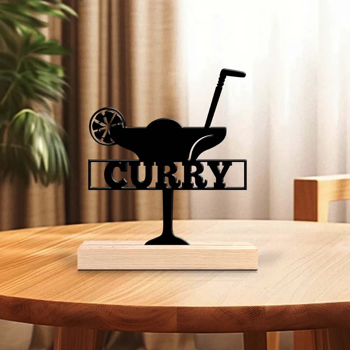 1pc Interesting Desktop Metal Statues Customizable Name With Wooden Base Office Decoration,Christmas and Housewarming Gifts