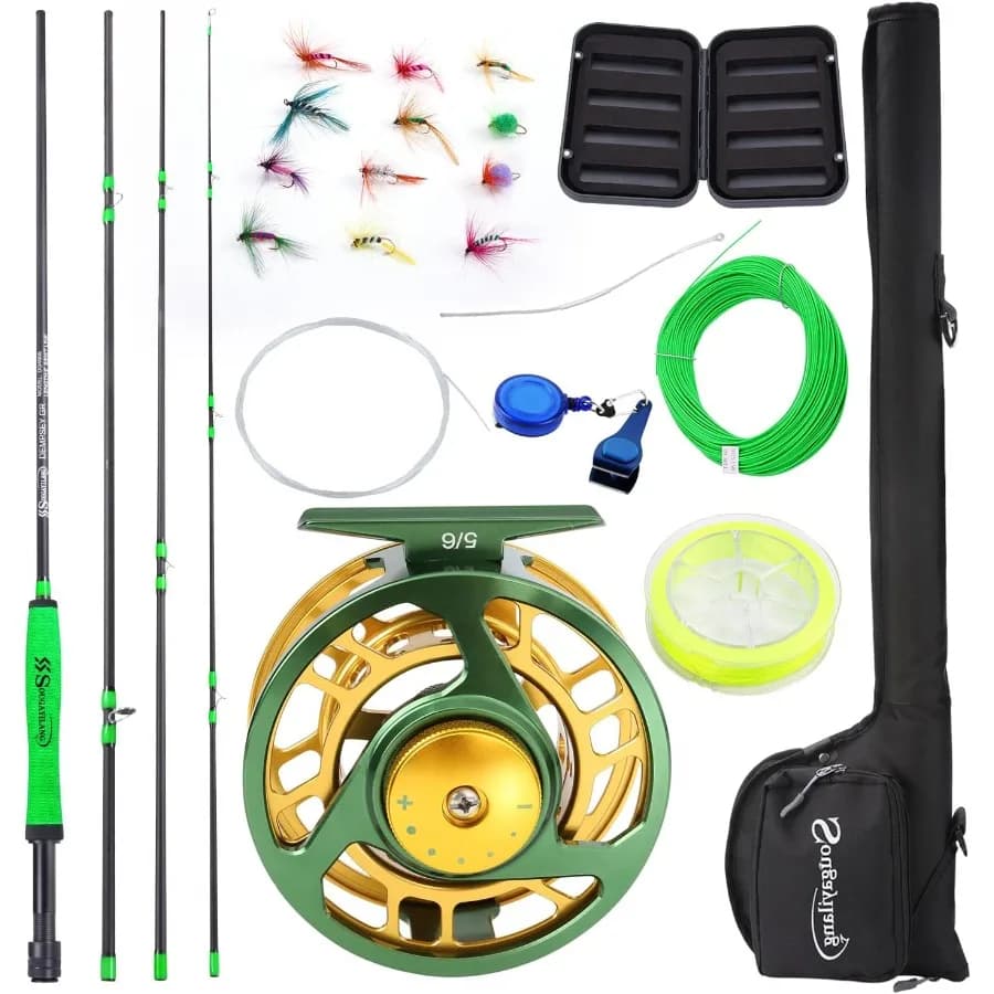 Starter kit combinato per pesca a mosca standard 5 6 peso 9' canna da mosca con manico superpolitico per acqua dolce e salata