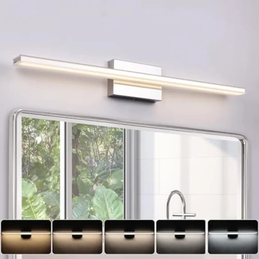 Lampada LED Moderna per Specchio da Bagno 24W Dimmerabile 5CCT, Barra Luminosa a LED per Specchio, Applique da Parete Opaca per Bagno Lunga