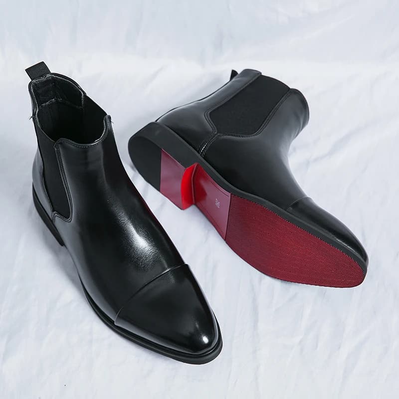 Nuovi Stivali Chelsea 2026 per Uomo, Suola Rossa in PU, Stivaletti Eleganti con Punta Tonda, Slip-On, Spedizione Gratuita, Taglie 38-46