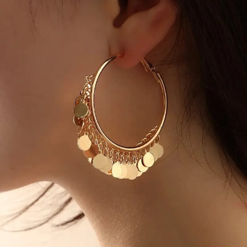 Orecchini a Cerchio Grandi Stratificati per Donne, Orecchini Statement in Metallo, Gioielli di Moda in Stile Europeo Vintage e Versatile