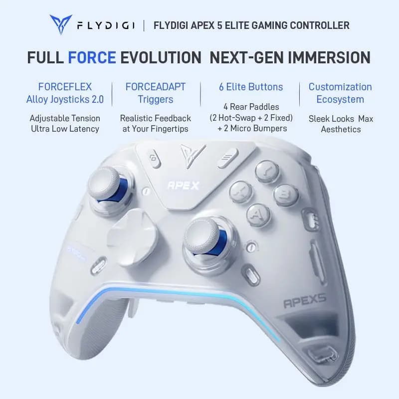 Game Controller Wireless Flydigi APEX 5 Original 2025, Gamepad Elite with Force Feedback, PC/Switch/Mobile/TV Box