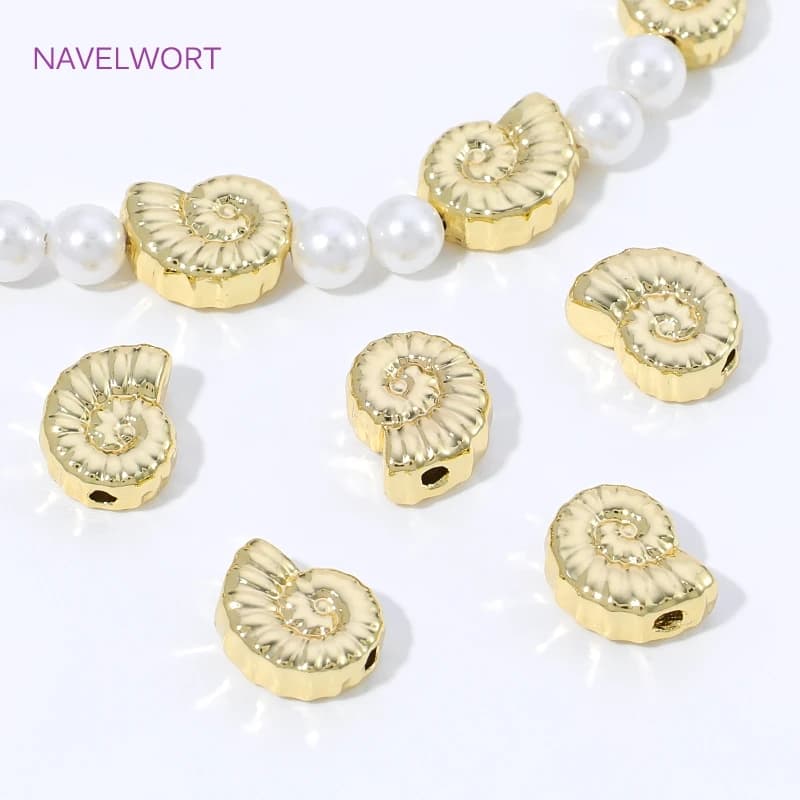 Perline distanziatrici a conchiglia in ottone placcato oro 14K per gioielli, separatori per perline, accessori per gioielli, accessori fai da te per la creazione di braccialetti
