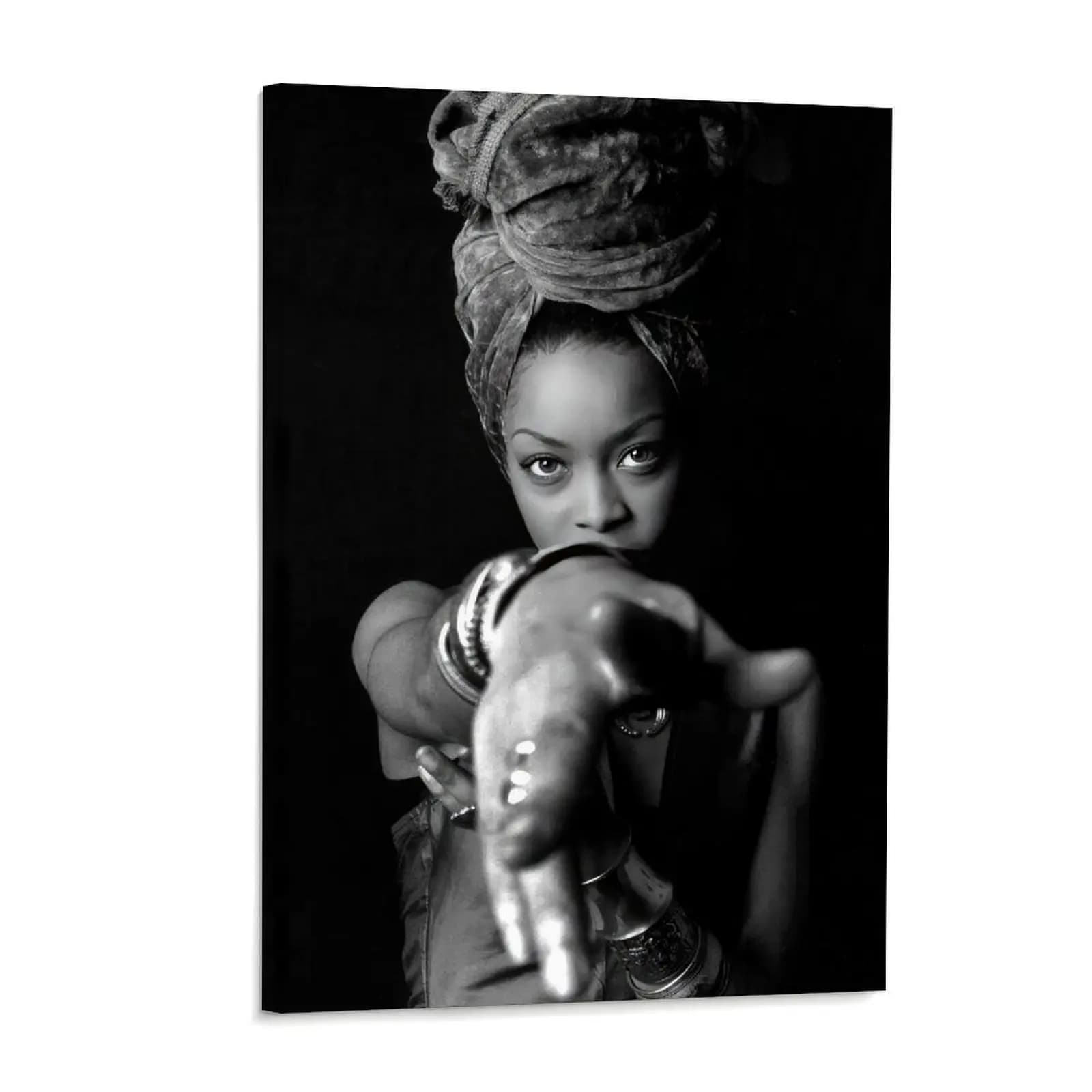African American Woman Portrait Poster Black And White Canvas Wall Art Posters Painting Decoration for Home Bedroom Dorm Bathroom Decor Gift